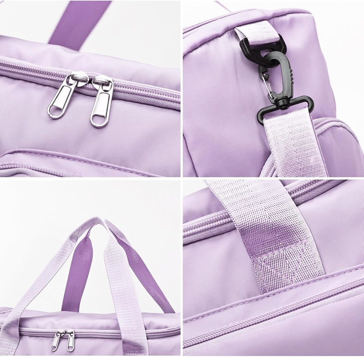 Gym Bag with Shoe Compartment, Sports Duffle Bag for Women, Purple
