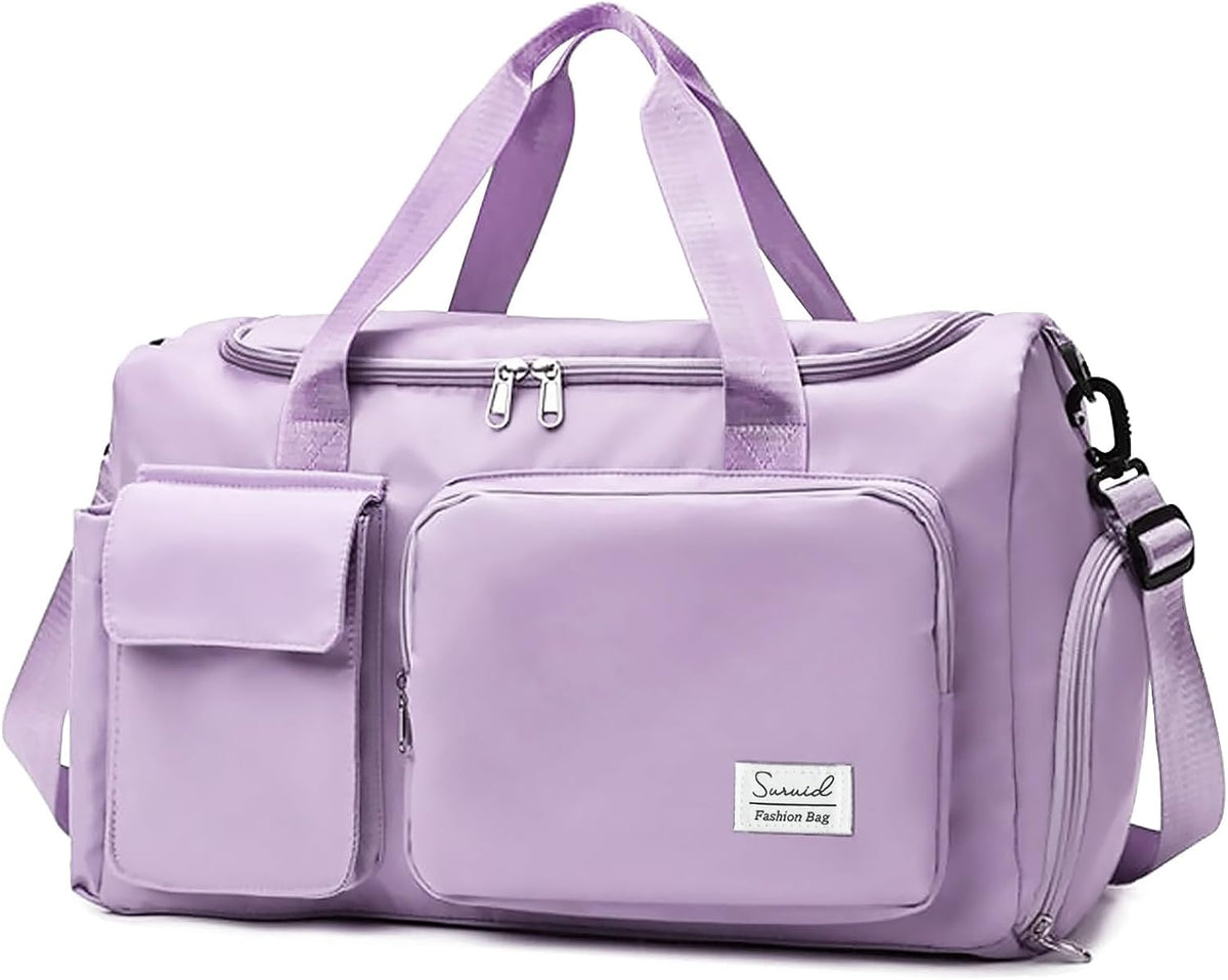 Gym Bag with Shoe Compartment, Sports Duffle Bag for Women, Purple
